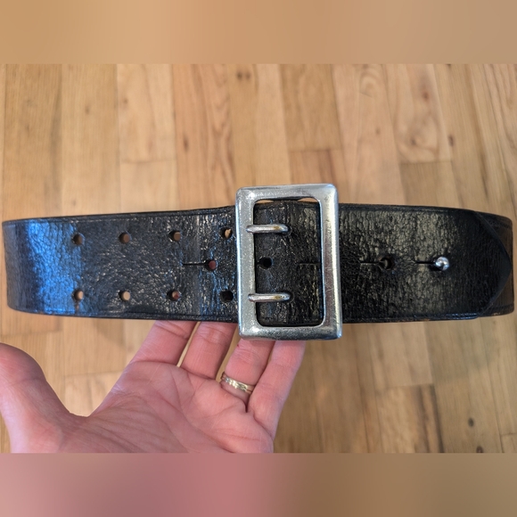 Black Leather Gun Belt Safety Speed Holster Belt Montebello Cal Belt 32 USA - Picture 5 of 15